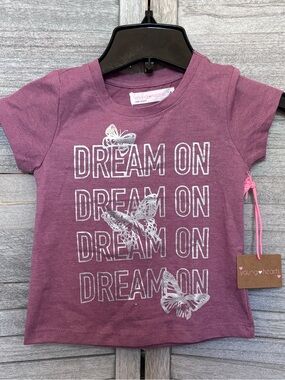 Dream On Dream On…NWT w/ Silver Butterflies SZ 4 Pink Graphic Tee by Younghearts